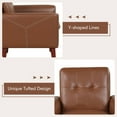 thumbnail image 3 of Spaco Modern PU Leather Accent Chair with Solid Wood Legs-Brown, Modern Mid-Century Upholstered Living Room Chair, 3 of 7