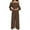 Brown, variant on Women's Fashion 2-Piece Set, Slim Fit Top and Casual Pants, Modern Chic Lounge and Streetwear Outfit,Brown L