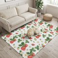 thumbnail image 4 of Washable Area Rugs 2.7x5 FT Rugs for Living Room Non-Slip Soft Non-Shedding Low-Profile Rectangle Fruits Green Palm Leaves Red Watercolor Large Rug Carpet for Bedroom Dining Room Home Decor, 4 of 8