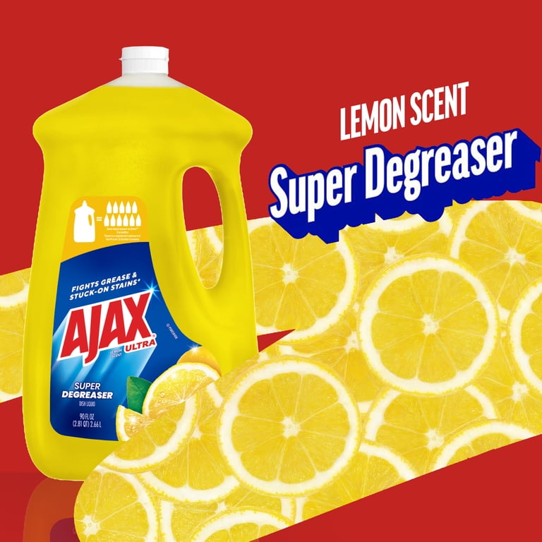 Ajax Ultra Dish Washing Liquid Soap, Super Degreaser, Lemon Scent