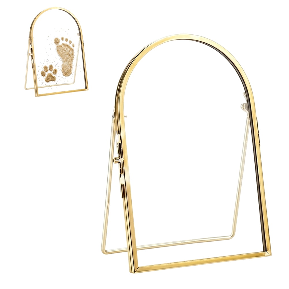 Baby Pet Keepsake Frame with Dual-sided Glass Exposure Side Design Metal Pressed Picture Frame for Memory-based Home Decoration (S)