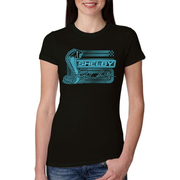 Wild Bobby Ford Shelby Cobra Retro Blue Logo Women Slim Fit Junior Tee