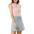 thumbnail image 4 of INSPIRE CHIC Women's Ruffle Neck Keyhole Back Butterfly Sleeveless Bow Tie Blouse XL Pink, 4 of 6