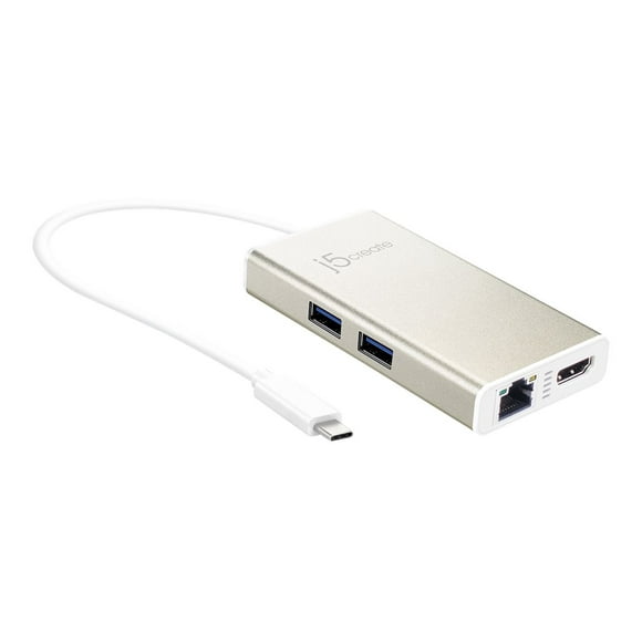 j5create USB C Hub Multi-Adapter Docking Station with HDMI 4K, 2X USB 3.1 SuperSpeed Ports, Ethernet, Power Delivery 2.0