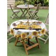 thumbnail image 4 of Outdoor Tablecloth with Umbrella Hole for Patio/Picnic/Party/Camping, Gnomes Sunflowers Waterproof Table Cloth Round Cover Washable, Country Yellow Floral Bees Daisy (Dia 60"), 4 of 8