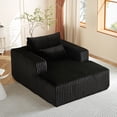thumbnail image 4 of Muumblus Oversized Chaise Lounge Indoor, No Assembly Required, Plush Lounge Chair Indoor, Cozy Sleeper Chair Bed, Black Corduroy, 4 of 10