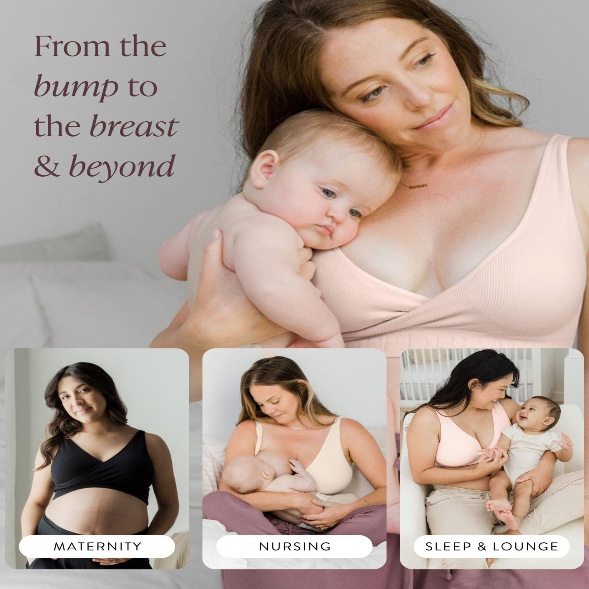 Kindred Bravely Sublime Adjustable Crossover Nursing Bra for Breastfeeding | Wireless Maternity Bra (Soft Pink, Medium)