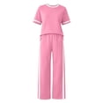 thumbnail image 7 of Womens Summer Two Piece Sets Sportswear Wide Leg Pants Casual Sports Set Travel Vacation Short Sleeve Sets Matching Sets Women Clothing, 7 of 7
