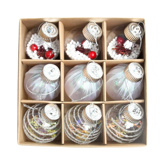 9 Uds. de adornos de bolas de Navidad, adornos navideños DIY, decoración colgante de Navidad para vacaciones, recuerdos de fiesta de boda en Estilo D