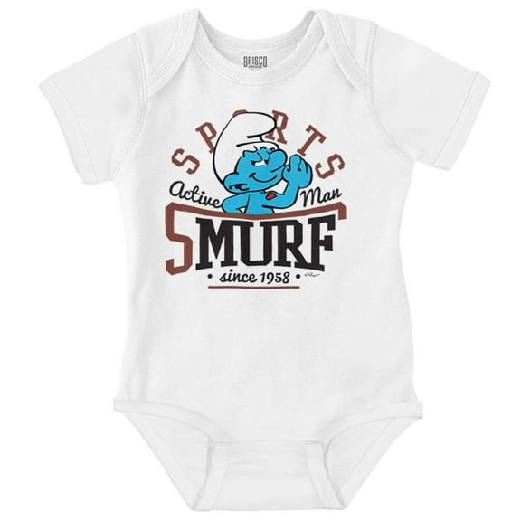 Sports Hefty Smurf Active Man Cartoon Bodysuit Jumper Boys Infant Baby Brisco Brands NB