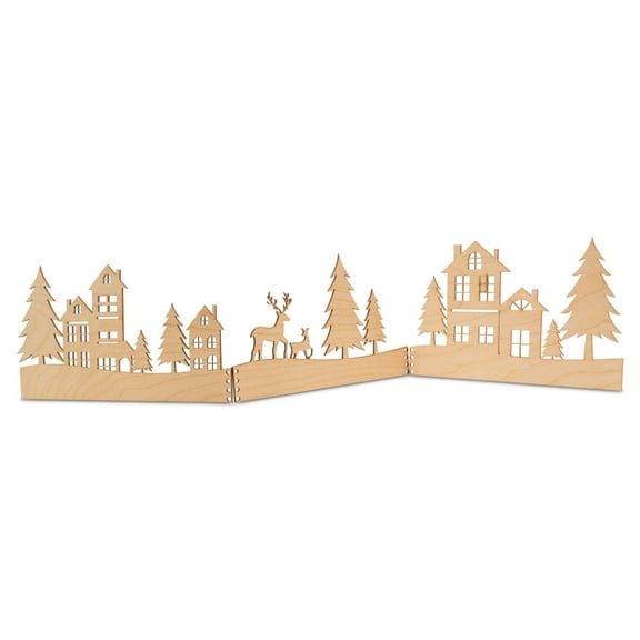 3-Piece Christmas Scene Cutout 12 inch, Pack of 3 Unfinished Wood Cutouts for Crafts, Door Hangers & Party Décor, by Woodpeckers