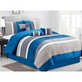 thumbnail image 1 of Shatex 3 Pieces Stripe Bedding Comforter Sets Microfiber Polyester – King Blue, 1 of 5