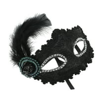 Unique Bargains 1 Pc Princess Feather Half Face Party Mask for Masquerade Party Black