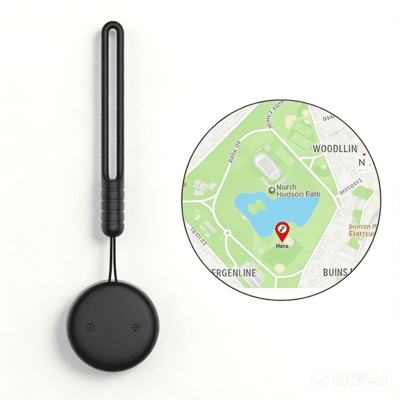 Bluetooth GPS Tracker Item Finder, Mini Round Anti-Lost Location Tag with Lanyard, Works with iOS Find My App, Real-Time Location Tracking for Keys, Bags, Luggage, Pets, Wallets, Portable Waterproof