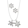 thumbnail image 1 of Delight Jewelry Silvertone Skull with 3 AB Crystals Silver tone Snowflake Charm Necklace and Stud Earrings, 1 of 4