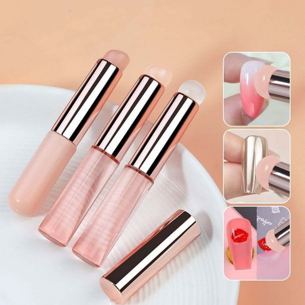 Brocha reutilizable para uñas con punta suave para uñas de gel, manicura francesa, brillo de labios, sombra de ojos, corrector - Pincel de mango de aluminio portátil y fácil de limpiar para polvo de