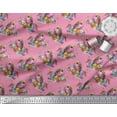 thumbnail image 3 of Soimoi Pink Georgette Viscose Fabric Leaves,Floral & American Robin Bird Printed Craft Fabric by The Yard 42 Inch Wide, 3 of 3