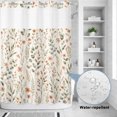 thumbnail image 2 of No Hook Shower Curtain, Orange Red Floral Shower Curtains for Bathroom with See Through Top Window, Fall Farmhouse Country Leaf Wild Flowers Waterproof & Washable Bath Curtain Stall 48"x72", 2 of 8