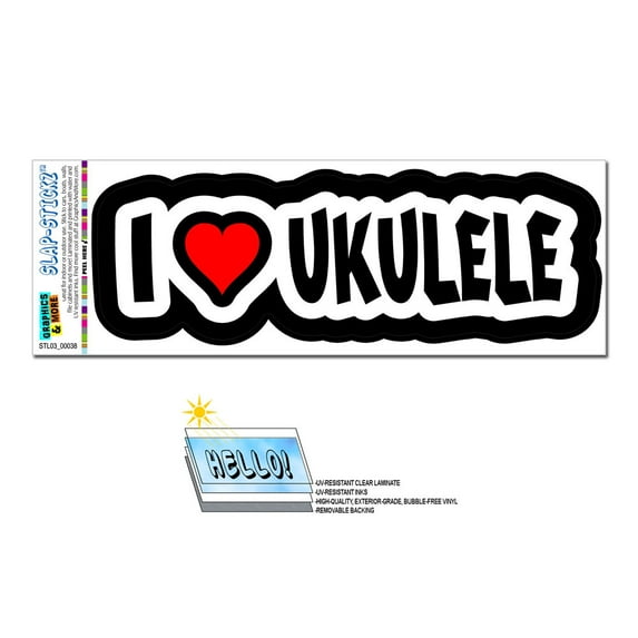 I Love Heart Ukulele SLAP-STICKZ(TM) Premium Sticker