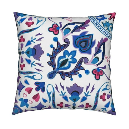 Rosemaling Design - Tile Scandinavian Rosemaling Throw Pillow Cover w Optional Insert by Roostery