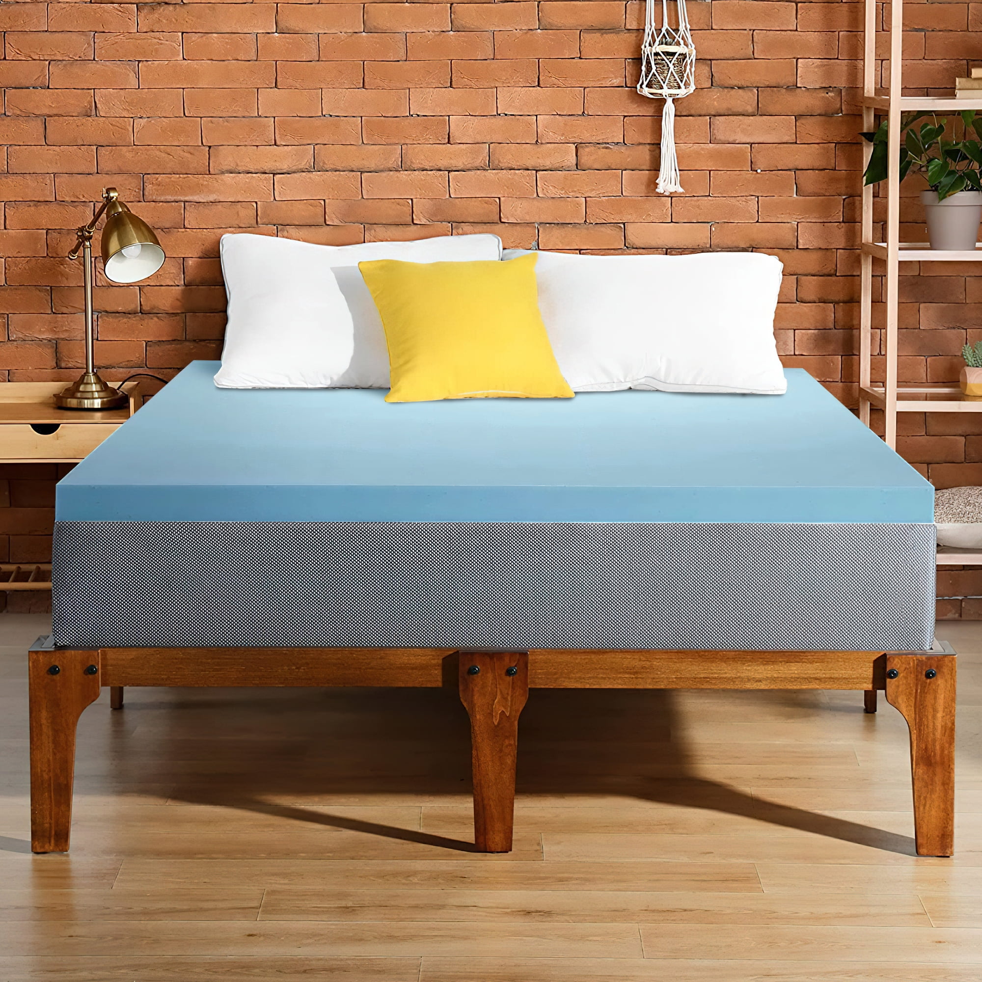 Continental Sleep, 3" Gel Memory Foam Mattress Topper, Queen, Blue