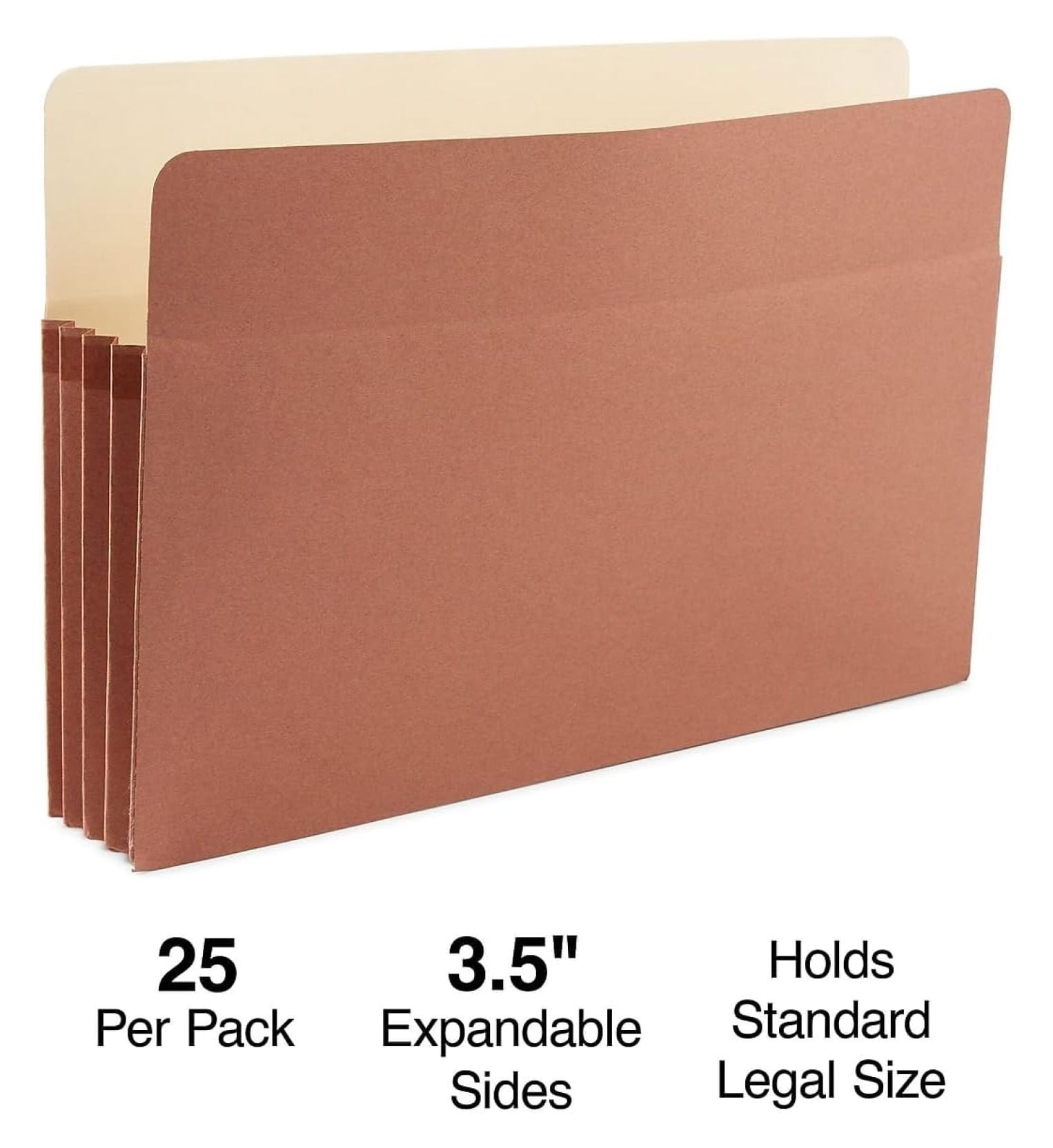 Legal Size File Folders, 3.5 Expandable, 25 Pack - Brown Document Organizers for Home, Office, Legal Documents & Record Keeping