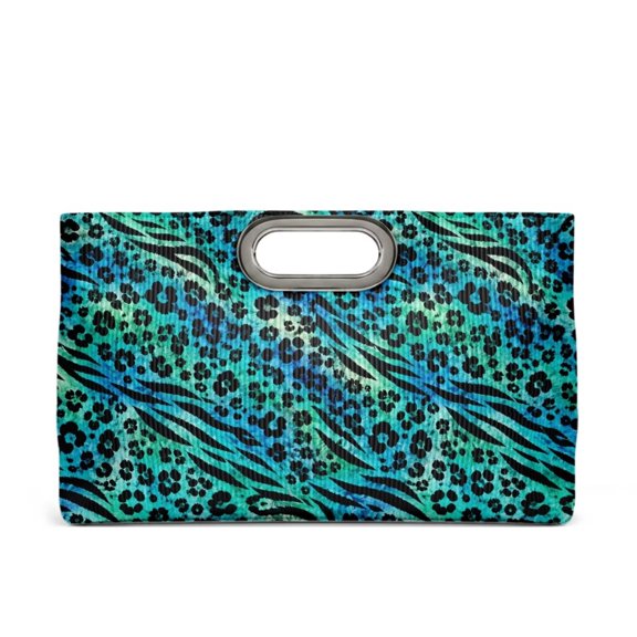Xixirimido Clutch Purses for Women PU Leather Evening Bag Formal Clutch Handbag for Wedding Guest, Party, Prom, Green Leopard Zebra Stripe