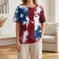 thumbnail image 6 of Womens Tops 250 Anniversary USA Flag Short Sleeve 4th of July Patriotic Summer Tops for Women Trendy Henley Button V-Neck American Flag Stars Striped Fashion Beach Vacation Clothes Red L, 6 of 10