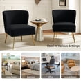 thumbnail image 7 of Contemporary Vanity Chair Upholstery Armless Accent Chair Metal Base Nailhead Trim Bedroom Black, 7 of 7