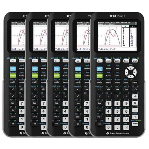 Texas Instruments Programmable Color Graphing Calculator Black 5 Pack Texas Instruments Ti 84 Plus Ce Graphing Calculator Battery Powered Black Walmart Com Walmart Com