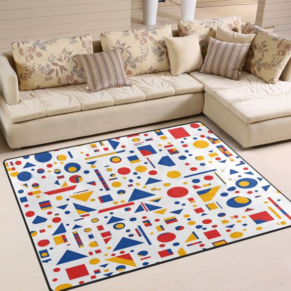 Yayeee Area Rugs for Living Room 5.2'x4' Non Slip Washable Bedroom Floor Carpet, Simple Shapes