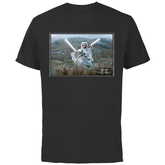 Star Wars Ahsoka Part 7 White Costume Lightsabers Peridea - Short Sleeve Cotton T-Shirt for Adults - Customized-Black