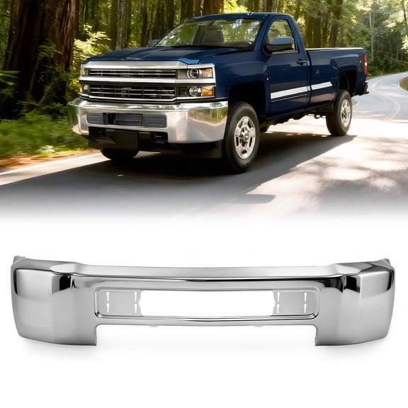 Bestco Chrome Steel Front Bumper Face Bar Fit 2015-2019 Chevy Silverado 2500 3500 HD