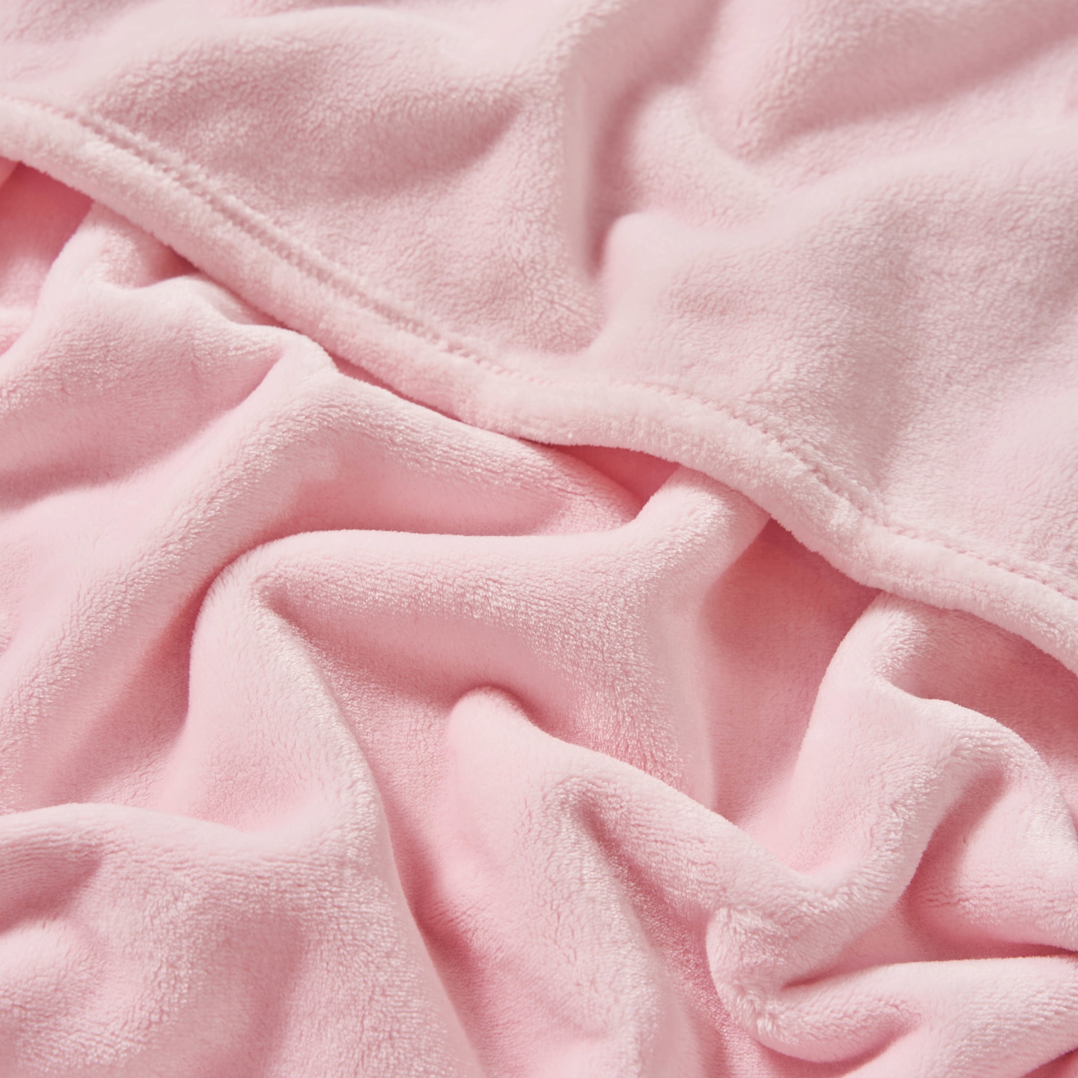 The Sheet Lab Solid Plush Microfiber Throw Blanket, Light Pink, 50" x 70"