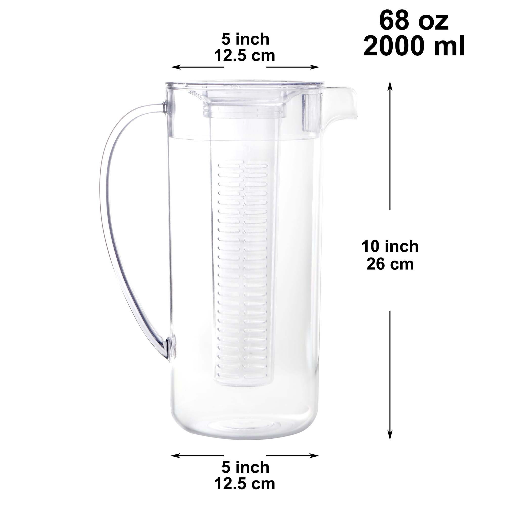 Youngever 2 Quarts Plastic Pitcher With Lid, Clear Plastic Pitcher Great for Iced Tea, Sangria, Lemonade -With Infuser YE395.130