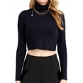 thumbnail image 4 of SSLR Turtleneck Crop Tops for Women Long Sleeve Shirts Mock Neck Base Layer Tops, 4 of 8