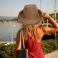 thumbnail image 5 of 56-58 cm hat circumference men and women broken grass edge top hat summer hat sunscreen breathable sun hat jazz hatBrown, 5 of 5