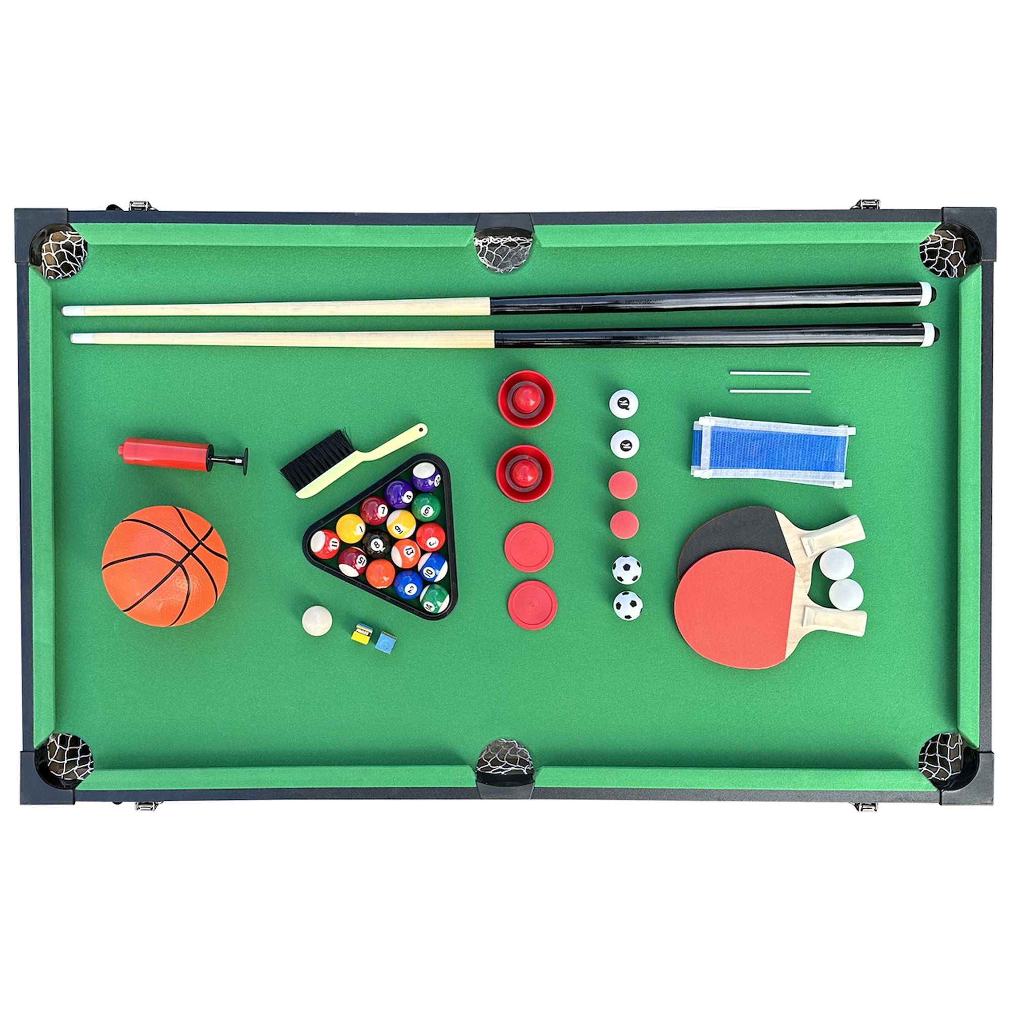KICK Morpheus 55″ 5 in 1 Multi-Game Table&nbsp;(Black) - Combo Game Table Set - Foosball, Billiards/Pool, Glide Hockey, Table Tennis, and Basketball for Home, Game Room, Friends and Family!