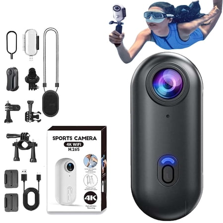 Treklon 4s Treklon Camera Treklon 4s Body Camera Thesnap Mini Cam with 170&deg; Wide Angle Wearable Action Cam with Magnetic Clip for Diving Outdoor Sports (Black-4K No Card)