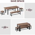 thumbnail image 3 of 47.3"-63" Extendable Dining Table for 4-8, Rectangular Wood Kitchen Table with Strong Metal Frame, Industrial Long Dining Room Table with 2 Benches and 2 Stools for Kitchen Living Room Retro Walnut, 3 of 7
