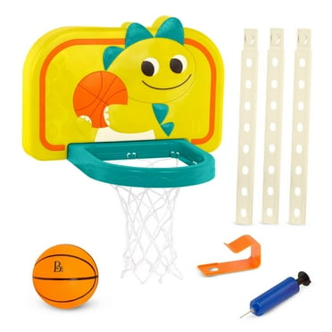 B. toys  Hanging Basketball Net  Adjustable Height  Mini Ball & Air Pump  Sports Toys & Active Play  3 Years    Dinosaur Dribbler
