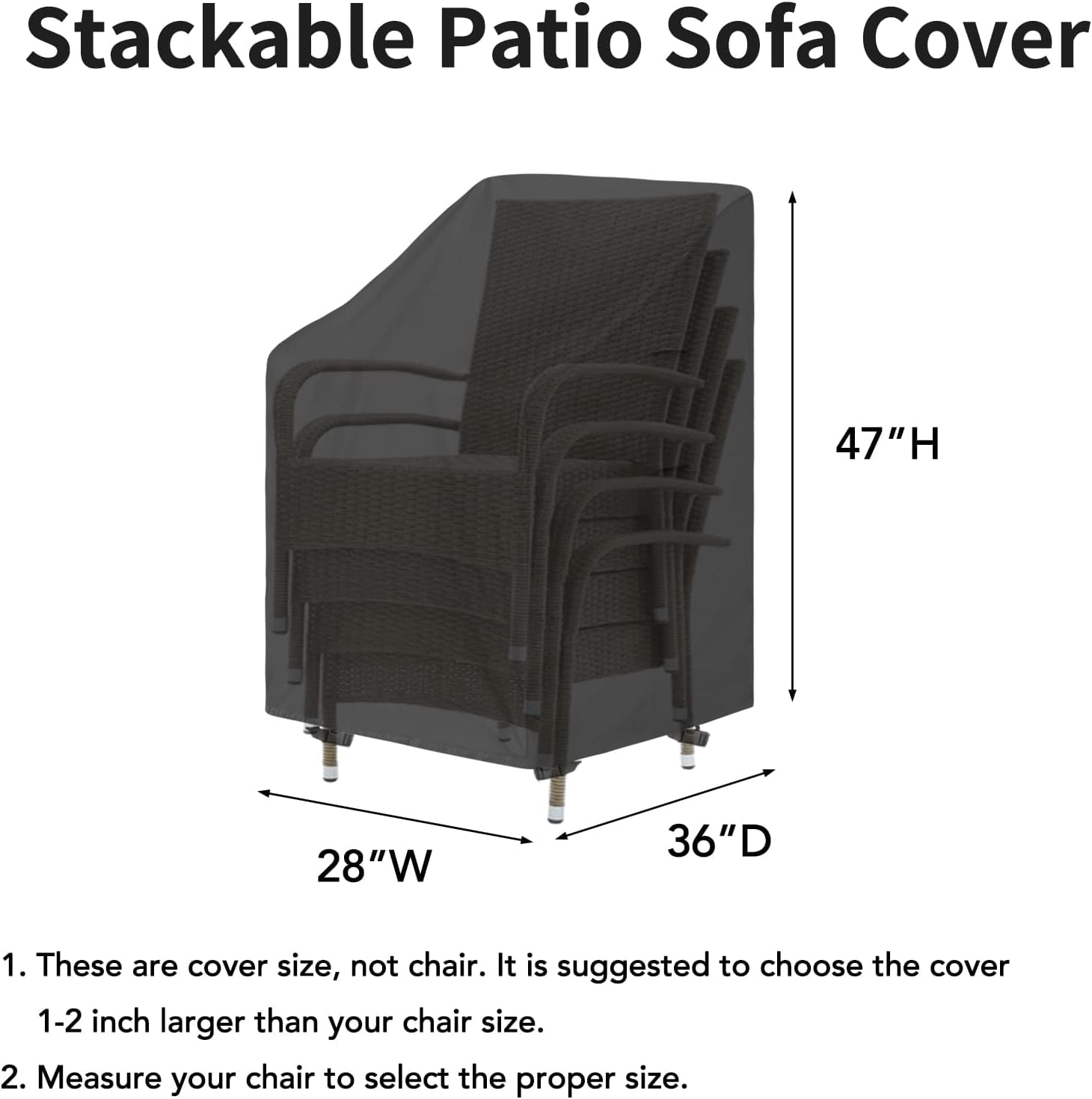 Stackable Patio Chair Cover UV Resistant Outdoor Waterproof Lawn Furniture Covers Fits for 4-6 Dining Chairs (1 Pack-28Wx36Dx47H inch, )