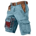 thumbnail image 2 of GrmtClth Mens American Flag Print Cargo Shorts 2026 Independence Day 1776-2026 Summer Shorts Classic Multi-Pocket Short Pants Trendy Work Trousers Sky Blue 3XL, 2 of 4