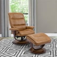 thumbnail image 2 of Pemberley Row Top Grain Leather Brown Reclining Swivel Chair with Ottoman Rectangular 34"W x 38"D x 42"H Unassembled, 2 of 7