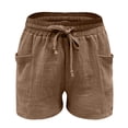 thumbnail image 4 of Shorts for Women Running Swim Athletic Solid Color Wrinkle Cloth High Waist Pocket Shorts, 4 of 7
