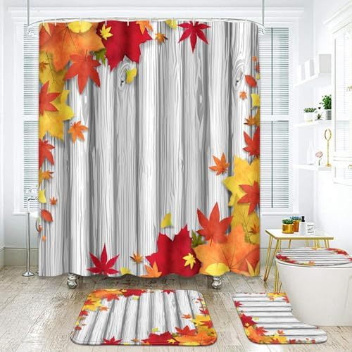 Bathroom 4 Piece Green Marble Bathroom Set with Shower Curtain and Carpet Accessories, Green Gold Aquamarine