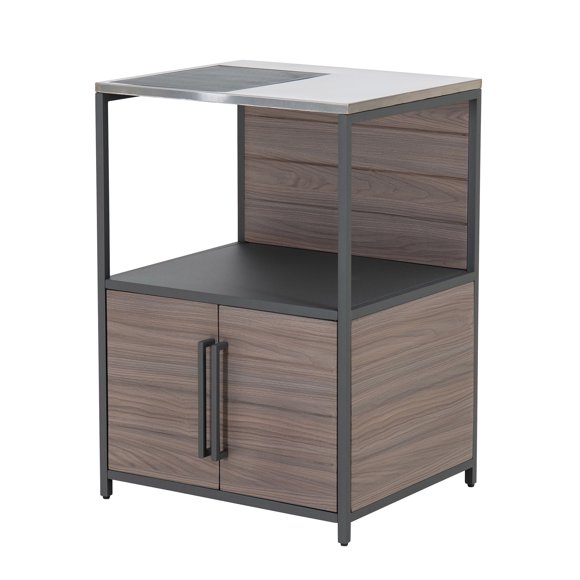 Sunjoy 25 x 21 in. Storage Cabinet Modular Kitchen Island Counter with Stainless-Steel Countertop, Open and Closed Storage Kitchen Shelf and Cabinet
