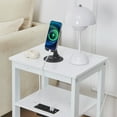 thumbnail image 4 of VECELO Nightstand with Charging Station, 3-Tier End Table with USB Ports and Outlets, Bedside Table for Small Space, Living Room, Bedroom, White, 4 of 8