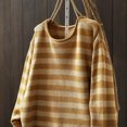 thumbnail image 4 of ClodeEU Women's Round Neck Striped Sweaters,Oversized Knit Pullover ,Fall Fashion Sweater Jumpers Tops Yellow,Womens Plus XL, 4 of 6