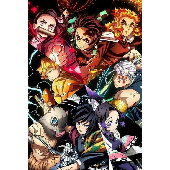 DIY 5D Full Round Diamond Painting Kit Diamond Art Kits for Adults Paint with Diamonds Kits Diamonds Embroidery by Numbers Demon Slayer Anime(12x16inch)